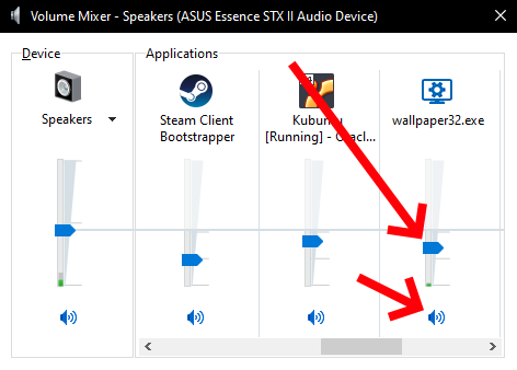 Suba o volume e anule o silêncio do Wallpaper Engine no misturador de áudio do Windows